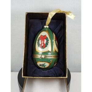 Vintage Mr Christmas Valerie Parr Hill Musical Egg Ornament Trinket Box Wreath